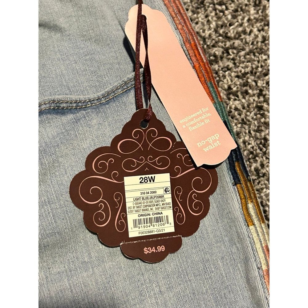 NWT Knox Rose jeans size 28W Capri denim embroidered trim - Picture 4 of 5
